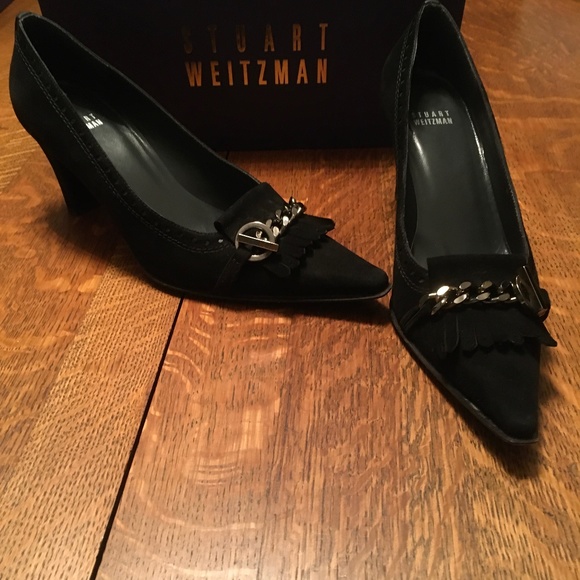 Stuart Weitzman Shoes - Stuart Weitzman Black Suede Kilt Pumps Vintage